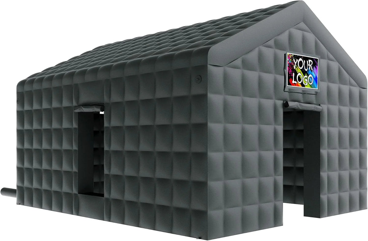Jocisland 20x16x14 ft Large Black Inflatable Night Club Tent for Adults with 2 Side Doors, Inflatable Nightclub with Logo Area Gazebo Event House