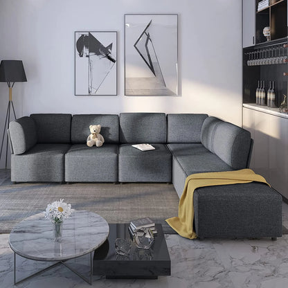 Mjkone Sectional Couch/Futon Sofa Bed, Variable Modular Oversized Couch, U/L Shaped Couch and Queen Sleeper Sofa, Convertible Sofa Set for Living Room, Furniture for Living Room