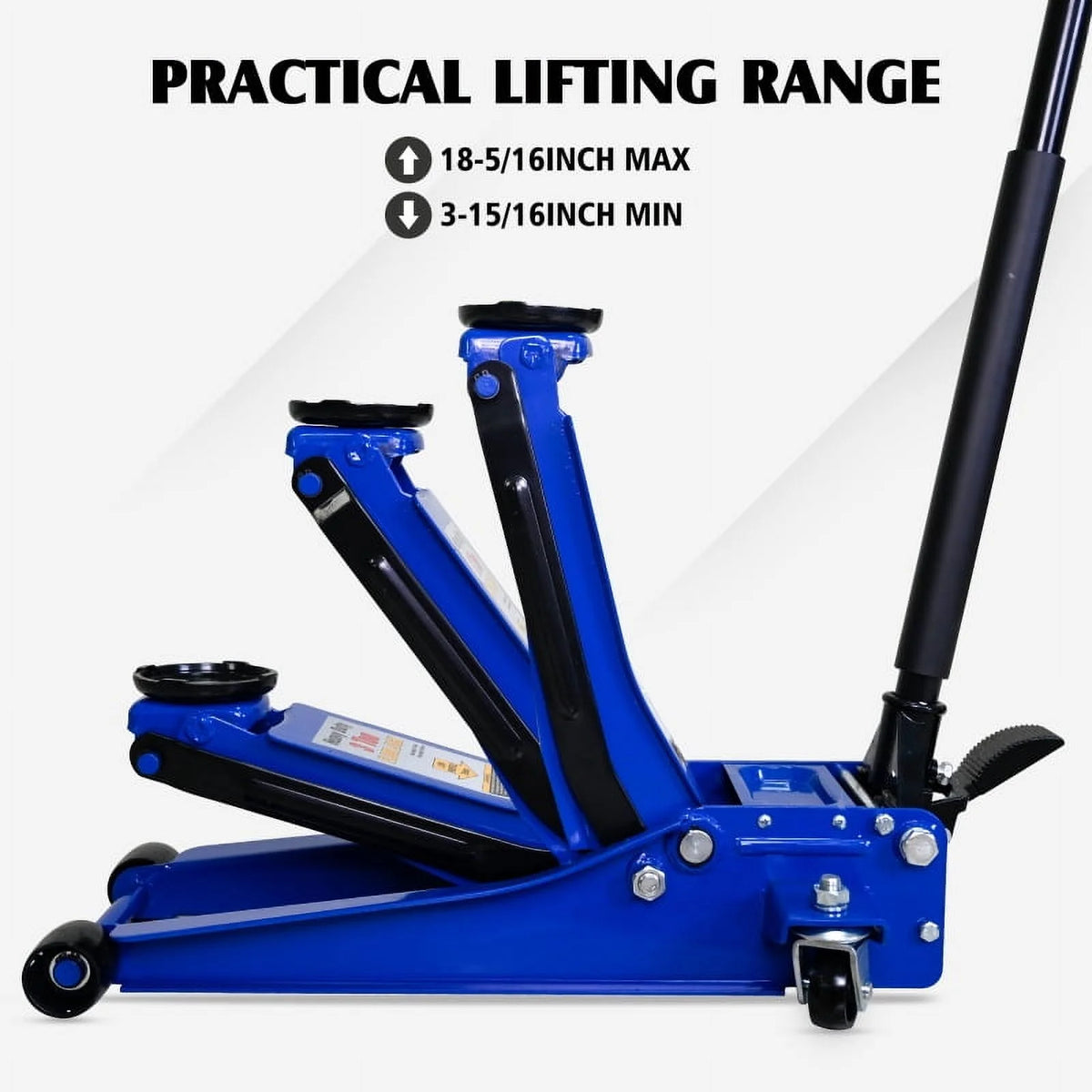 3 Ton Low Profile Floor Jack, Professional Low Profile Hydraulic Jack, Heavy Duty Steel Racing Floor Jack with Dual Piston Quick Lift Pump, 3 Ton (6,600 lb) Capacity, Lift Range 3.1"-20"