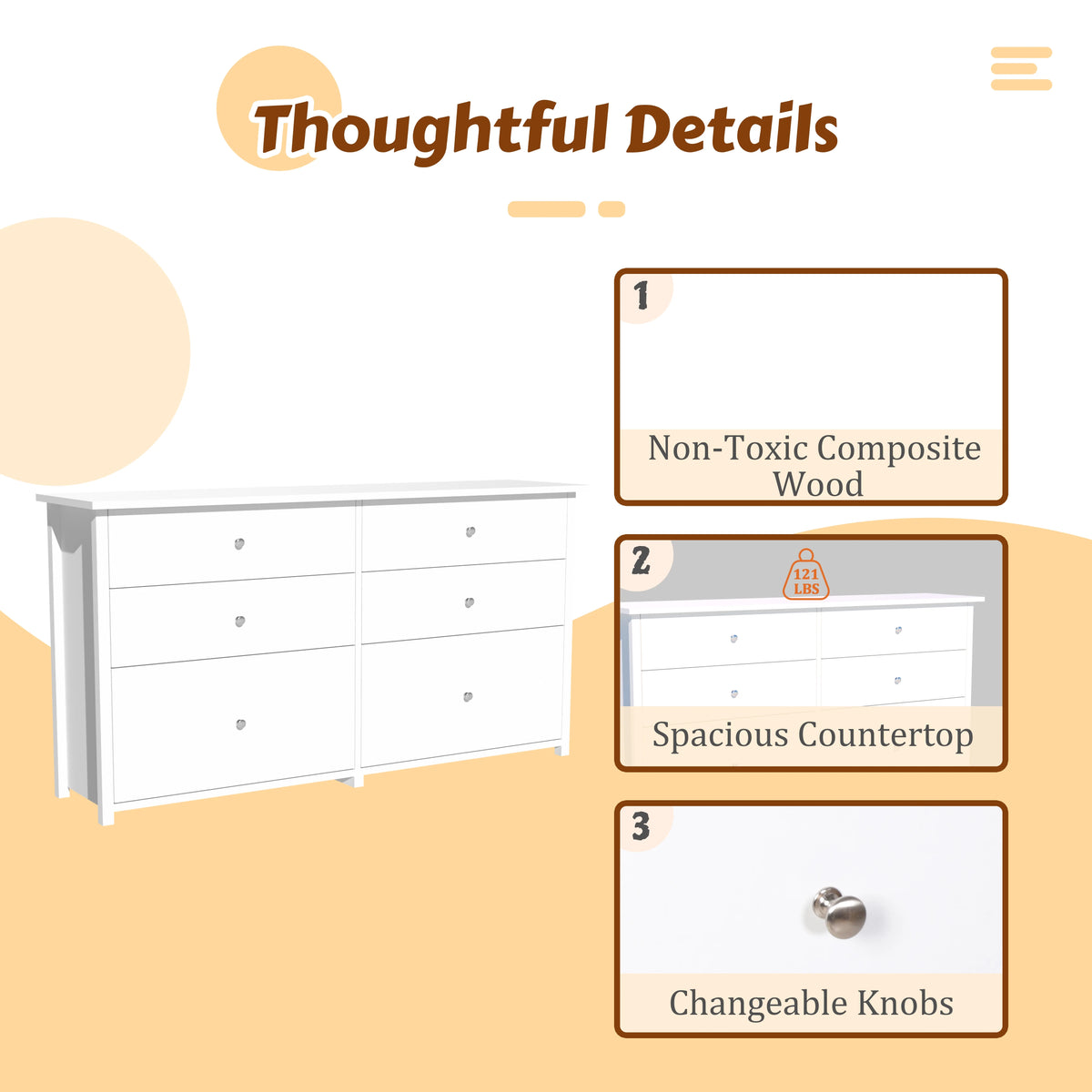 VEIKOUS Oversized 5-Drawer Dresser Chest, Large Storage Dresser for Bedroom Storage, Oak