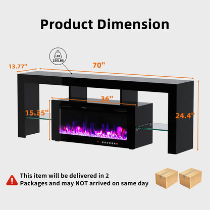 70" Electric Fireplace TV Stand by GetYes - Sleek White Design with Adjustable Flame & Remote Control, Perfect for Living Room