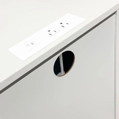 Glavbiku Modern White 3 Drawer Nightstand Set of 2 with USB Ports & Power Outlets for Bedrooms,Adult