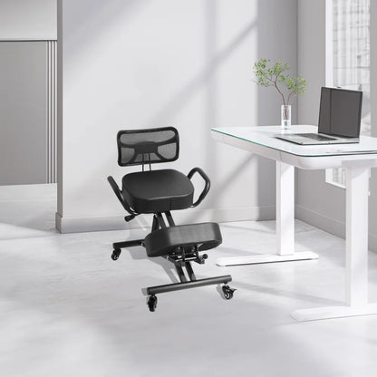 Ergonomic Kneeling Chair with Smooth Casters, Thick Comfort Padding for All-Day Comfort in Medical Offices or Therapy Clinics(A)