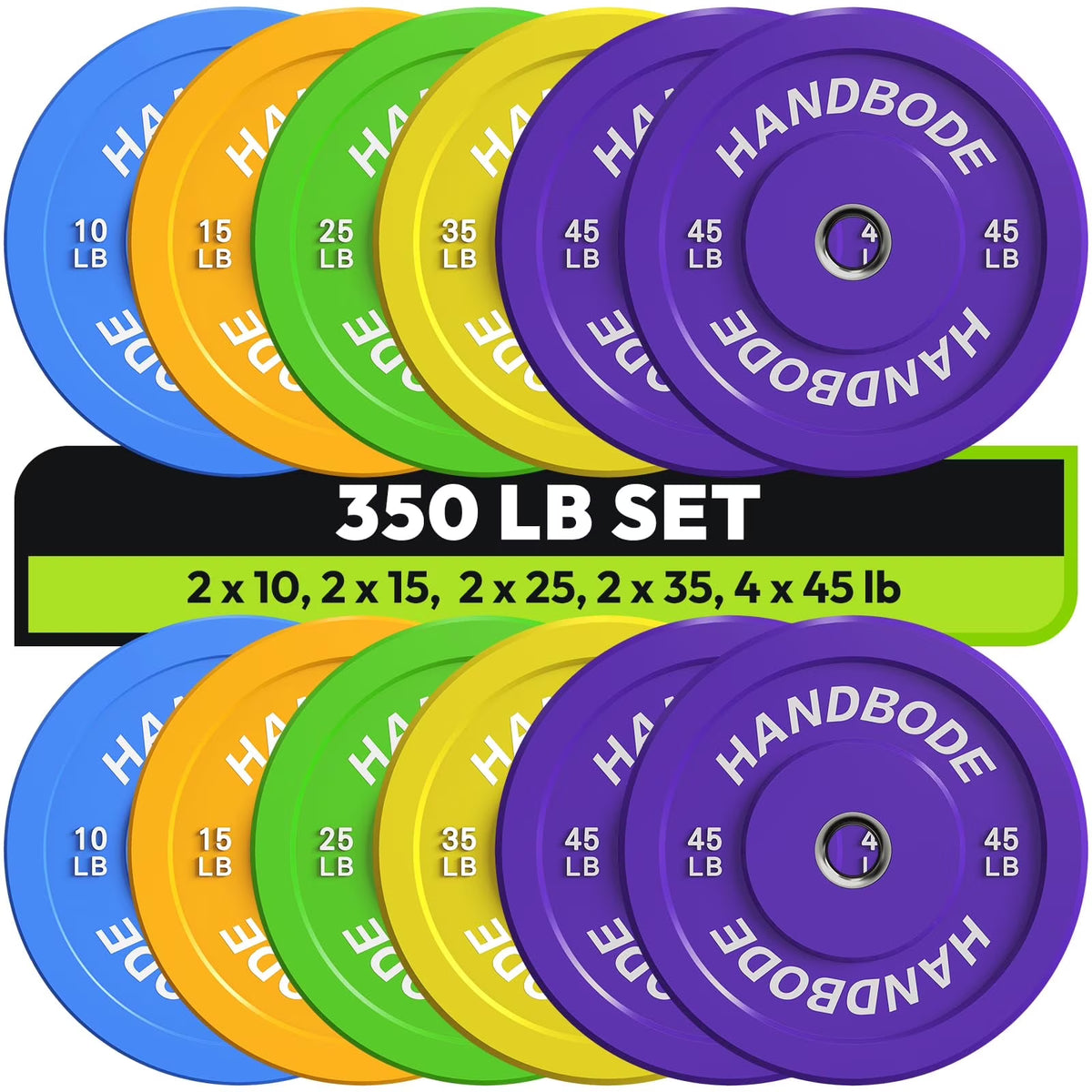 HANDBODE Bumper Plates Olympic Weight Plates, Colored Rubber plate for Weight Lifting and Strength Training 140LB