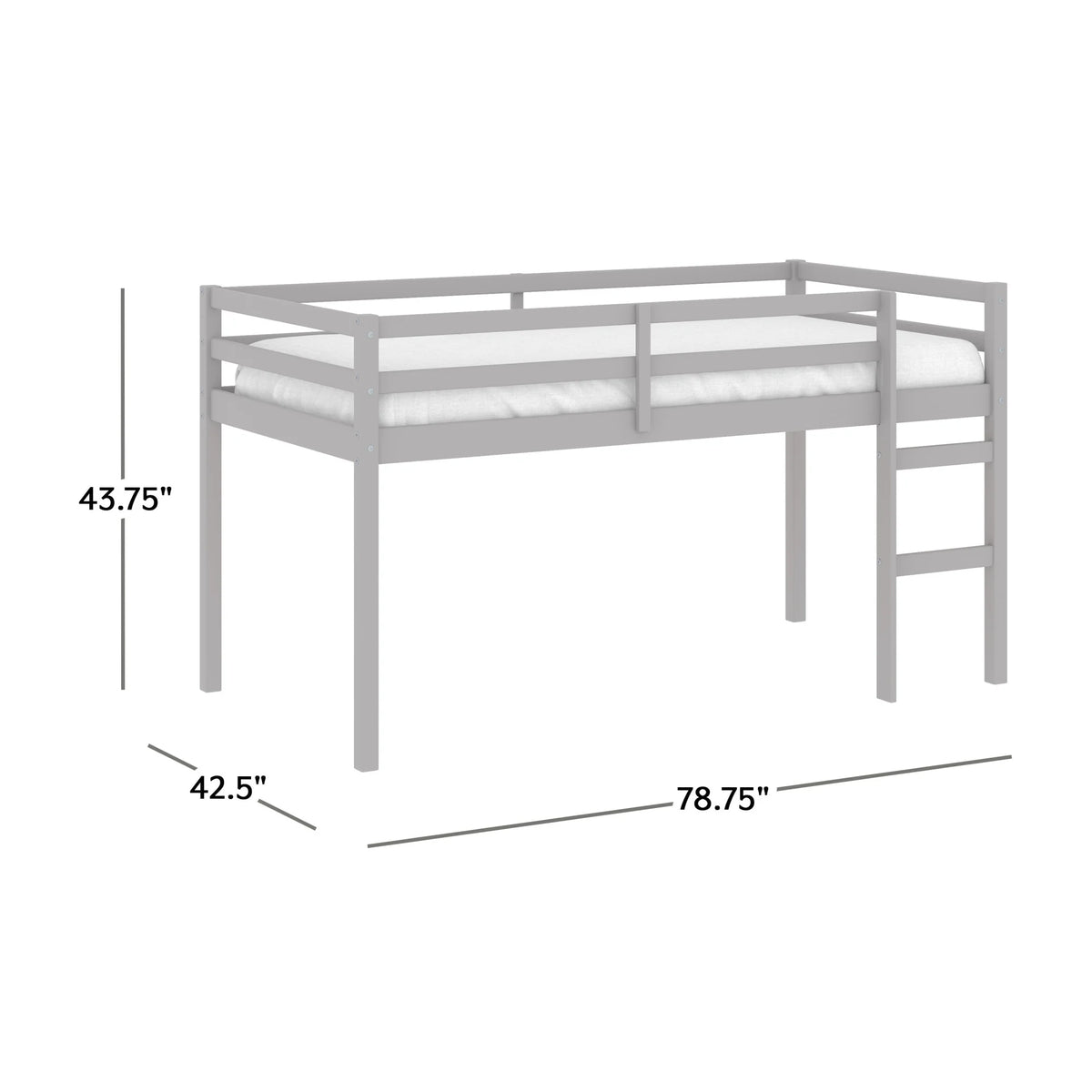 HH2Home Campbell Wood Twin Junior Loft Bunk Bed, White