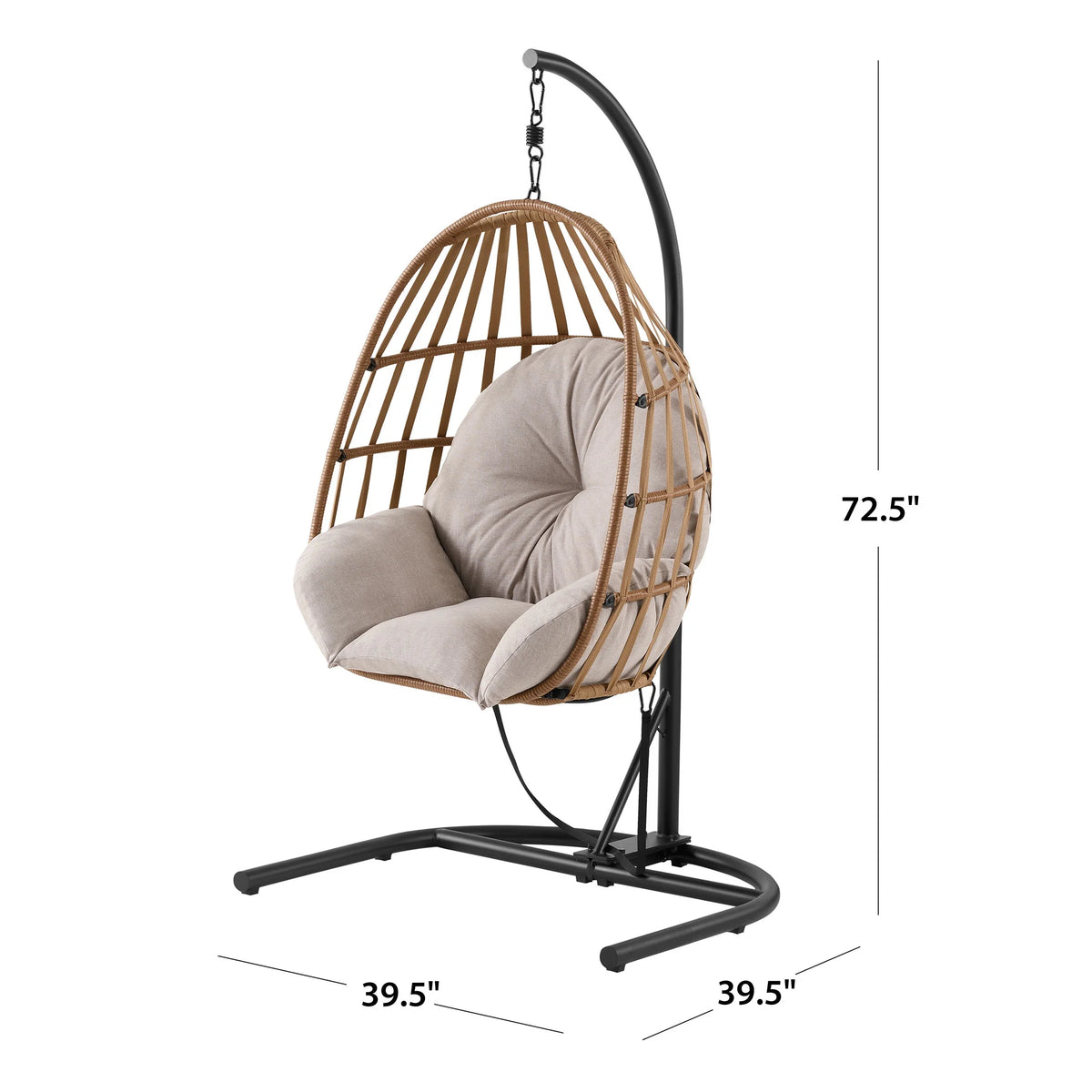 Mainstays Outdoor Wicker Patio Hanging Egg Chair, Gray