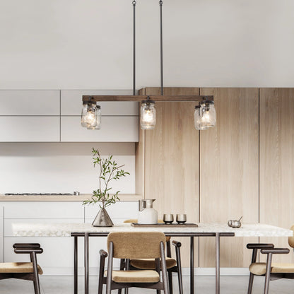 Modern Farmhouse 6-Light Chandelier Linear Island Lights for Kitchen Island Dining Room - L27.5" x W11"x H 71.5"