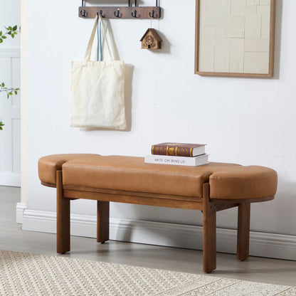Dayalane 51" Modern Upholstered Bedroom Bench, Linen End of Bed Bench with Wooden Legs for Living Room, Entryway,Hallway Footrest, Beige