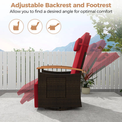 Costway Outdoor 360�� Swivel Rattan Recliner Chair Patio Wicker Chaise Lounge Chair Beige