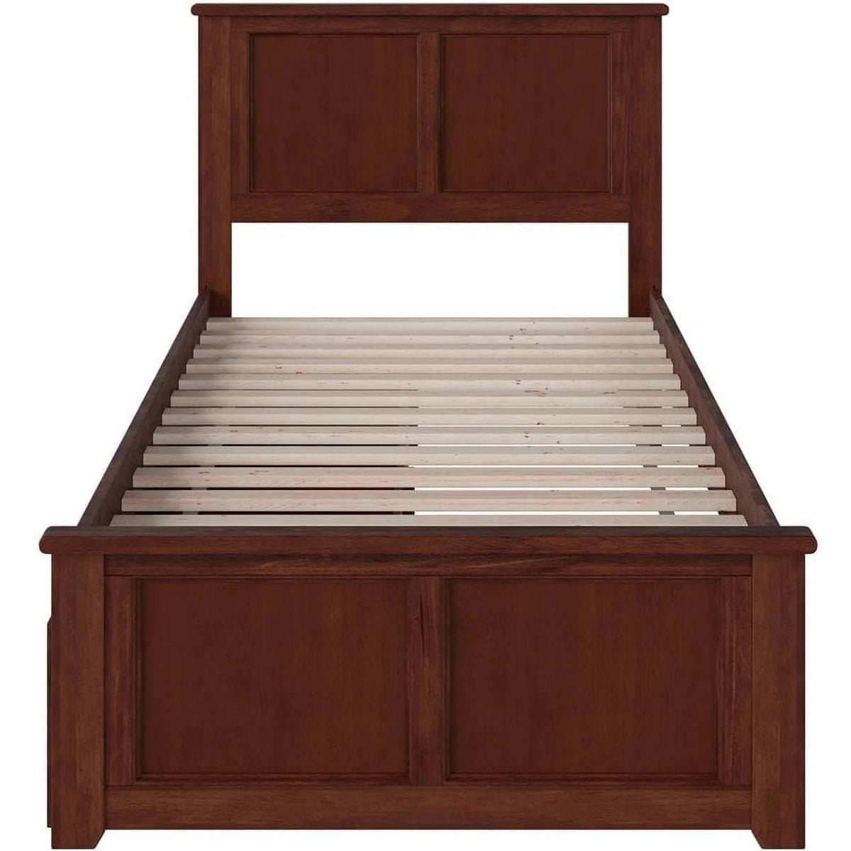Leo & Lacey Farmhouse Solid Wood Urban Twin Storage Platform Bed in Walnut