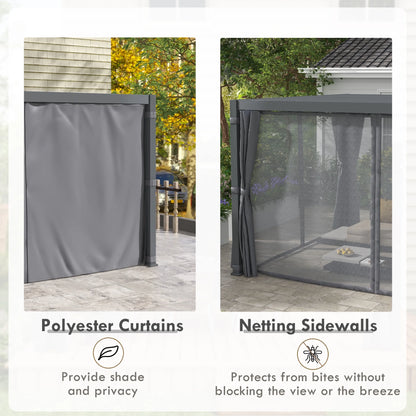 Outsunny 10'x13' Aluminum Pergola with Adjustable Louvered Roof, Gray