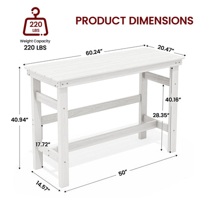 SERWALL 41" Outdoor Bar Table, HDPE All Weather Adirondack Outdoor Bar Height Table, Navy