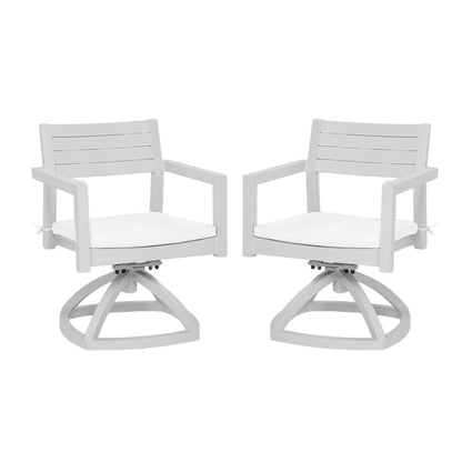 Outdoor Patio K/D Aluminum Stationary Dining Chairs 2PCS with Outdoor-grade Sunbrella Fabric Cushions, Branch-Like Backrest ,FSC-Certified Wood Armrests, Bourbon Brown