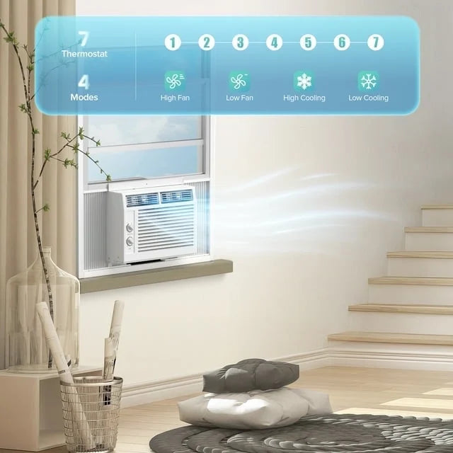 KISSAIR 12,000 BTU U Shaped Window Air Conditioner 6-in-1 Mode with Remote Control 24-Hour Timing for Room/Office/Apartment Cools up to 550 Sq.ft