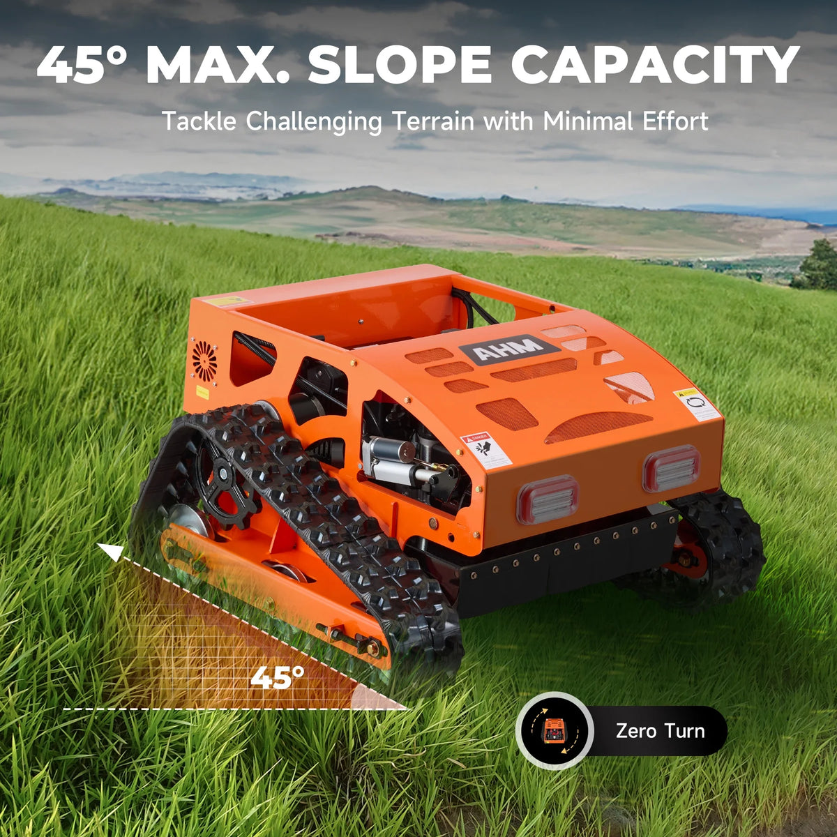 AHM 21" Remote Control Lawn Mower with Adjustable Cutting Height 45�� Slope Cap