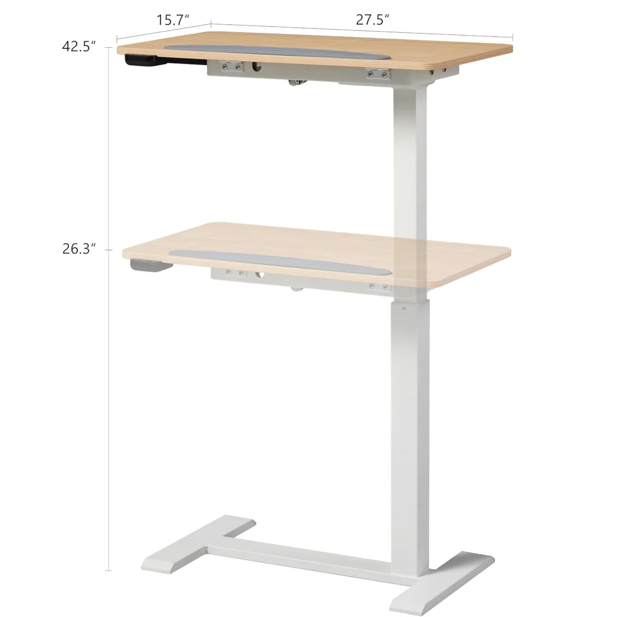 Homy Casa Adjustable Height Lap Desk, Mobile Work Table for Bedside or Sofa, White
