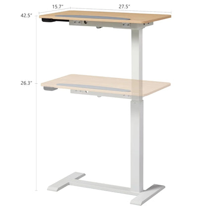 Homy Casa Adjustable Height Lap Desk, Mobile Work Table for Bedside or Sofa, White