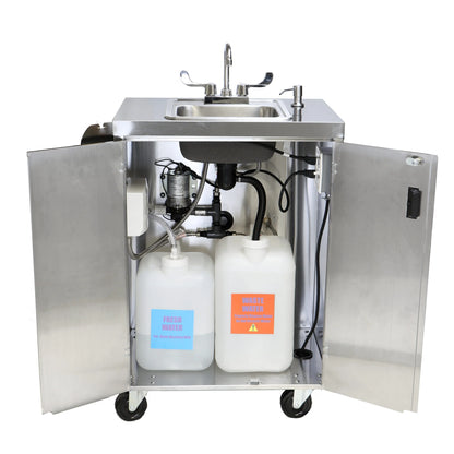 Electric Portable Sink, with Hot Water Heater and Pump - Movable Steel Hand Washing Sink