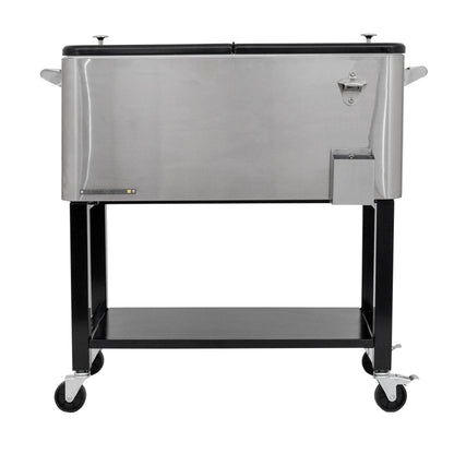 Permasteel 80-Qt Outdoor Steel Patio Cooler with Removable Basin, Rolling Cooler with Wheels, Teal Green