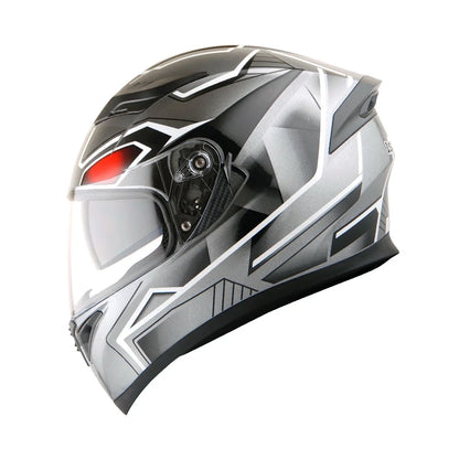 1Storm Motorcycle Modular Full Face Flip up Dual Visor Helmet + Spoiler + Motorcycle Bluetooth Headset: HJK316 Mechanic Red