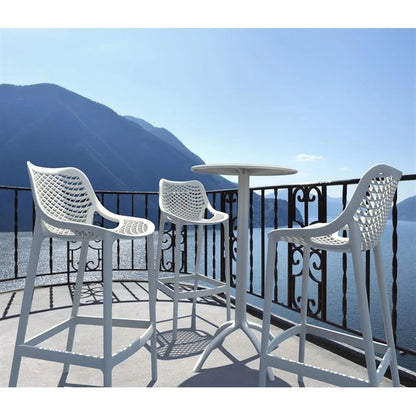 Home Square Polypropylene Patio Bar Stool in Taupe - Set of 2