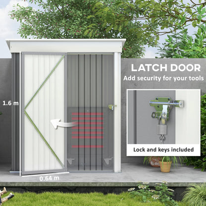 Outsunny 4.6' x 9' Metal Outdoor Storage Shed, Garden Utility Tool House with Double Lockable Doors for Backyard, Patio, Lawn, Garage, White