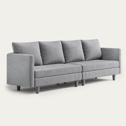 106" Modular Sectional Sofa Bed with Storage Ottoman, Lofka Modern Comfy Couches and Sofas with Side Pockets for Small Spaces, Living Room Furniture in Dark Gray