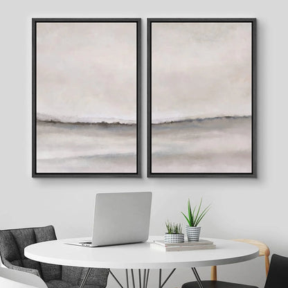 IDEA4WALL Framed Canvas Print Wall Art Set of 2 Watercolor Pastel Duotone Tan Landscape Abstract Modern Art Multicolor Contemporary Artwork for Bedroom, Office - 16"x24"x2 Panels Natural