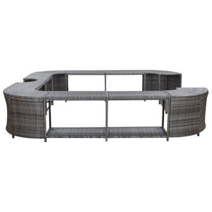 vidaXL Square Spa Surround Black 105.5"x105.5"x21.7" Poly Rattan