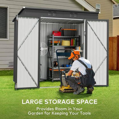 5'x3' Outdoor Storage Shed, Lofka Metal Storage Tool Shed with Single Lockable Door, for Bike| Garden Tools| Patio, Grey