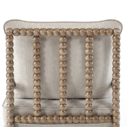 Duhome Upholstered Dining Chair Spindle Spool Accent Chair Linen Fabric Armchair with Wood Frame, Brown+Beige