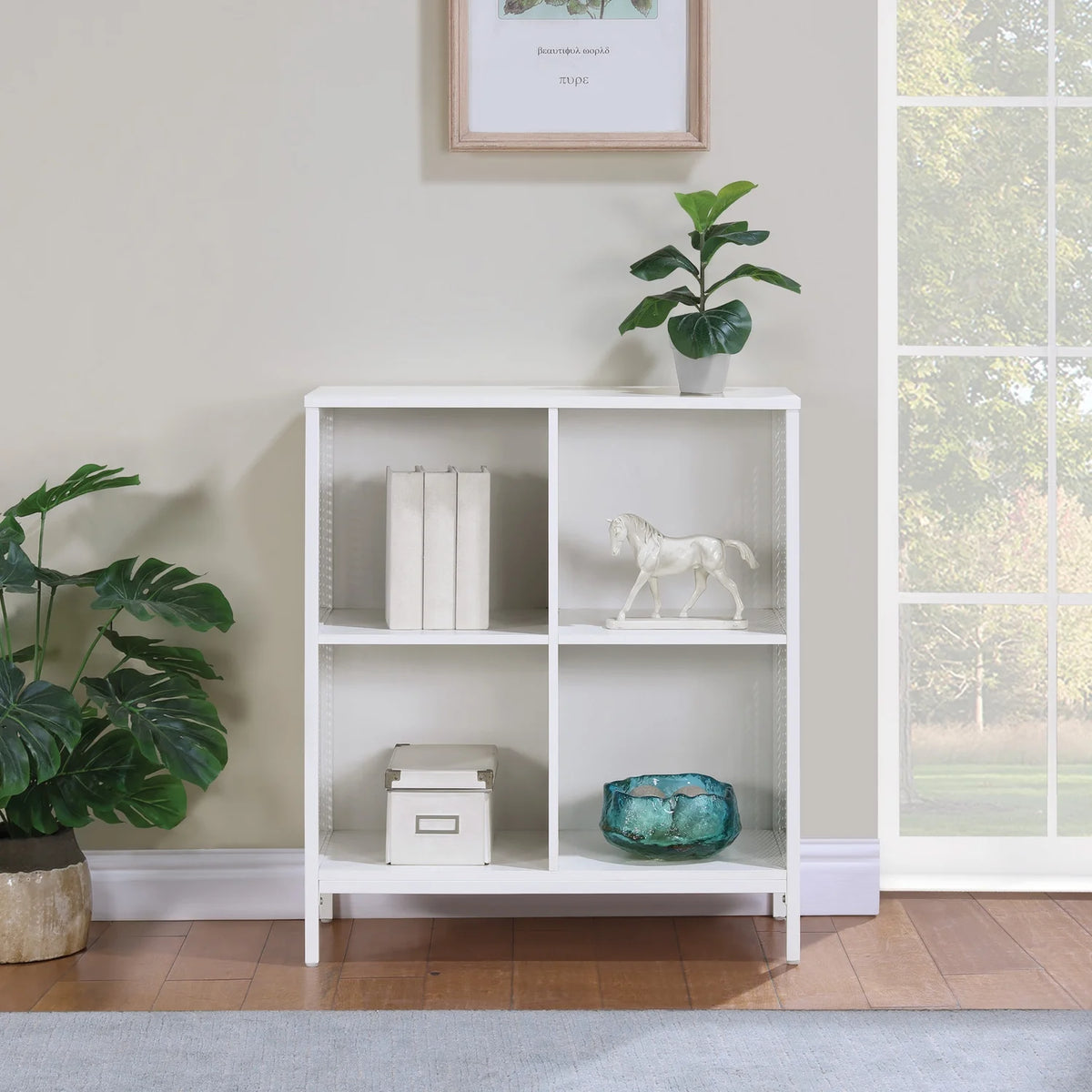 OSP Home Furnishings Ace 4 Cube Storage/Bookcase Engineered Wood in River Oak Finish