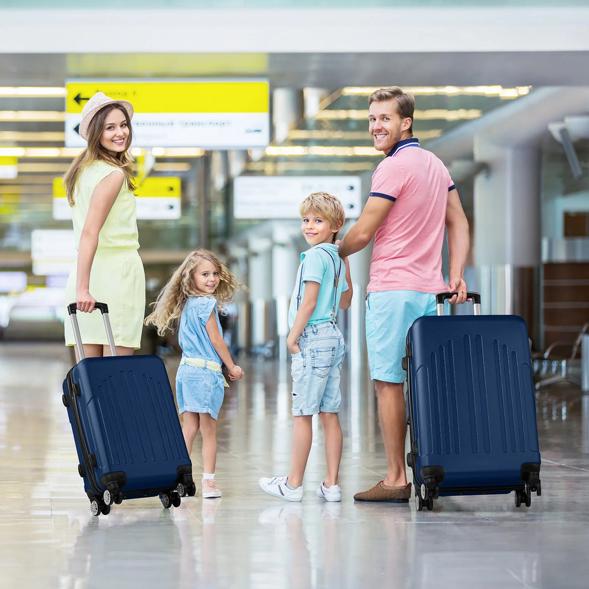 Zimtown 3 Piece Nested Spinner Suitcase Luggage Set With TSA Lock Royal Blue