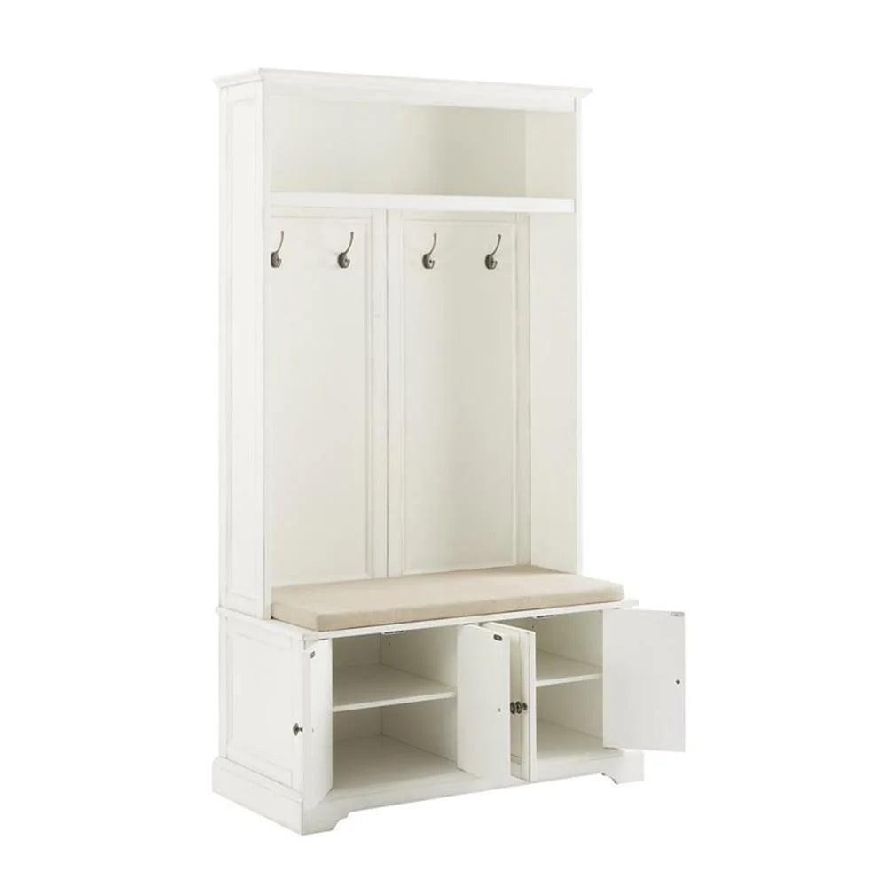 Bowery Hill Traditional Wood Hall Tree in Seafoam Blue/Oatmeal
