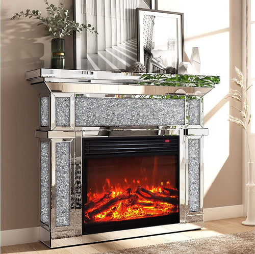 ENENE Mirrored Electric Fireplace 47���� x 40���� 1500W Indoor Fireplace