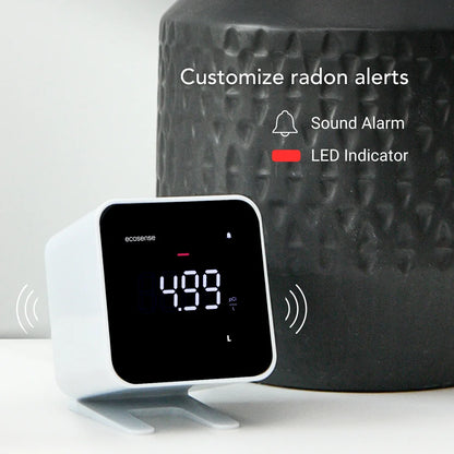 Ecosense EB100 EcoBlu, Digital Radon Detector, Fast & Accurate, Short-Term and Long-Term Monitoring, Full Size LED Screen, Easy to Use (White)