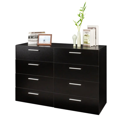Ktaxon Bedroom Dresser with 6 Drawers, Wooden Double Dresser for Entryway, Wide Storage Cabinet for Living Room, Black