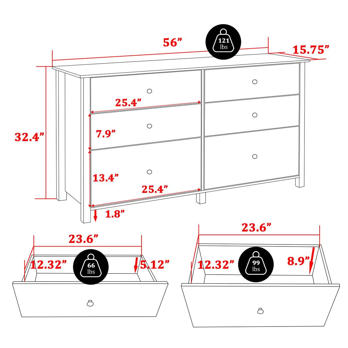 VEIKOUS Oversized 5-Drawer Dresser Chest, Large Storage Dresser for Bedroom Storage, Oak