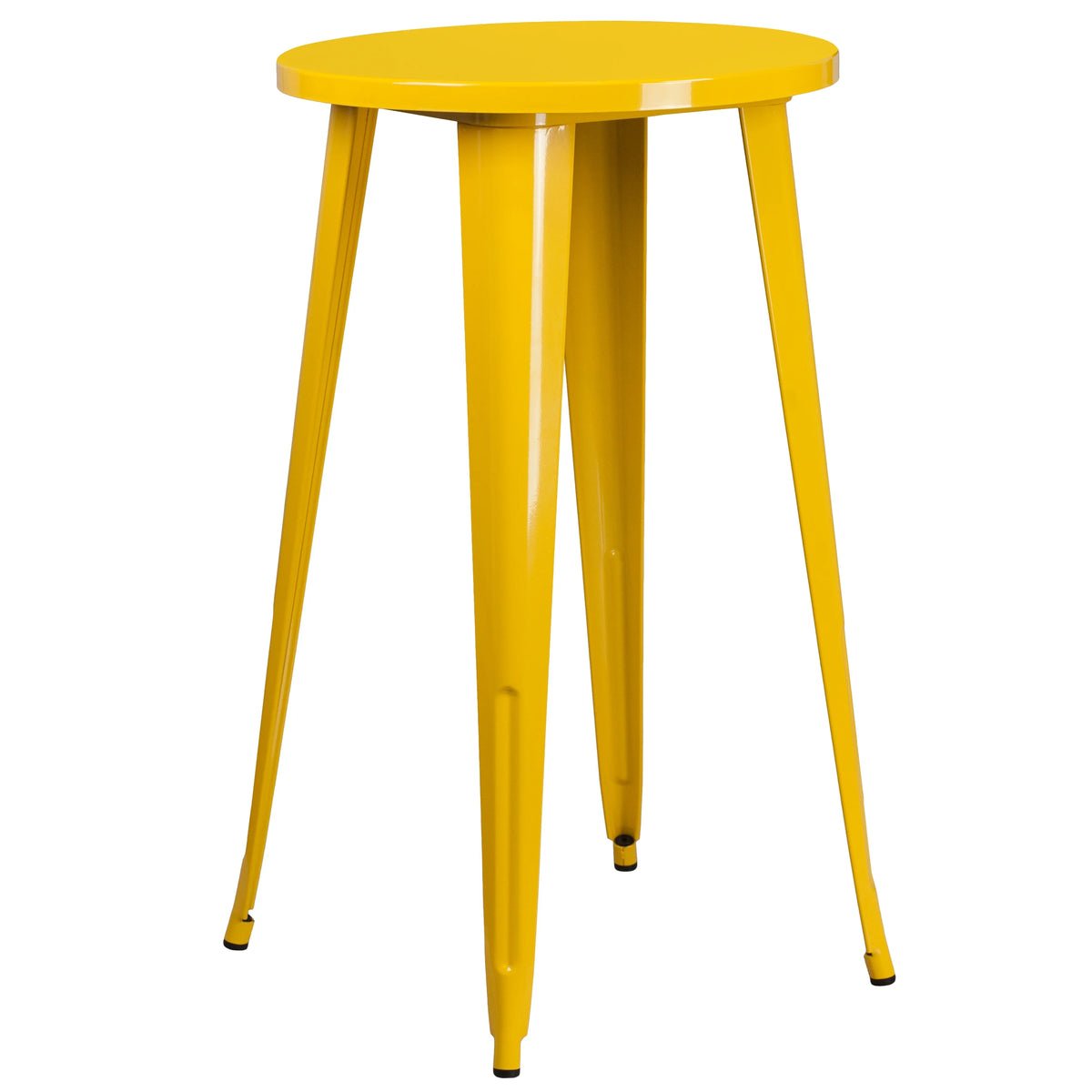 Flash Furniture Earl Commercial Grade 24" Round Silver Metal Indoor-Outdoor Bar Table Set with 2 Vertical Slat Back Stools