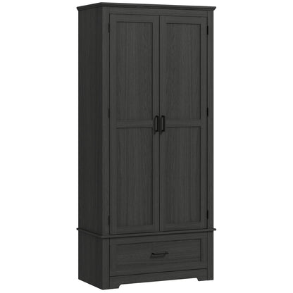 HOMCOM 69" Tall Kitchen Storage Cabinet with Adjustable Shelves, Black