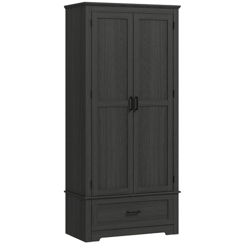 HOMCOM 69" Tall Kitchen Storage Cabinet with Adjustable Shelves, Black