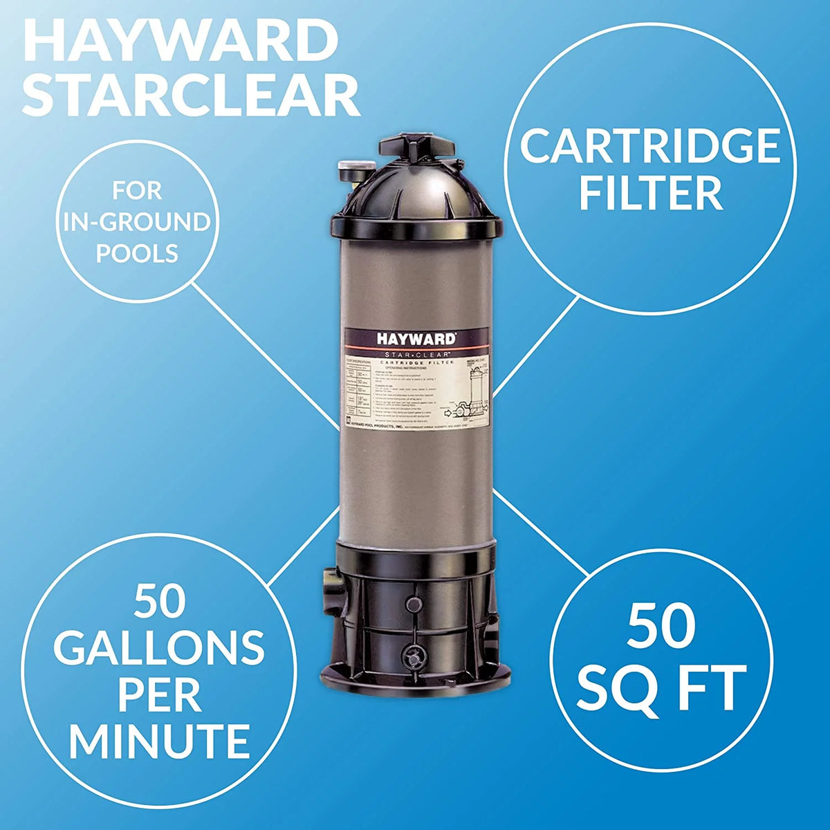 Hayward W3C500 Star Clear 50 Sq Ft Pool Cartridge Filter for Pool and Spa