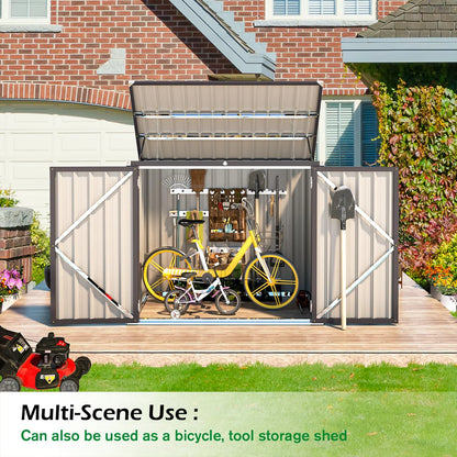 AECOJOY 46 Cu ft. Outdoor Horizontal Storage Shed Wastebasket Enclosure Container Metal Garbarge Shed in White
