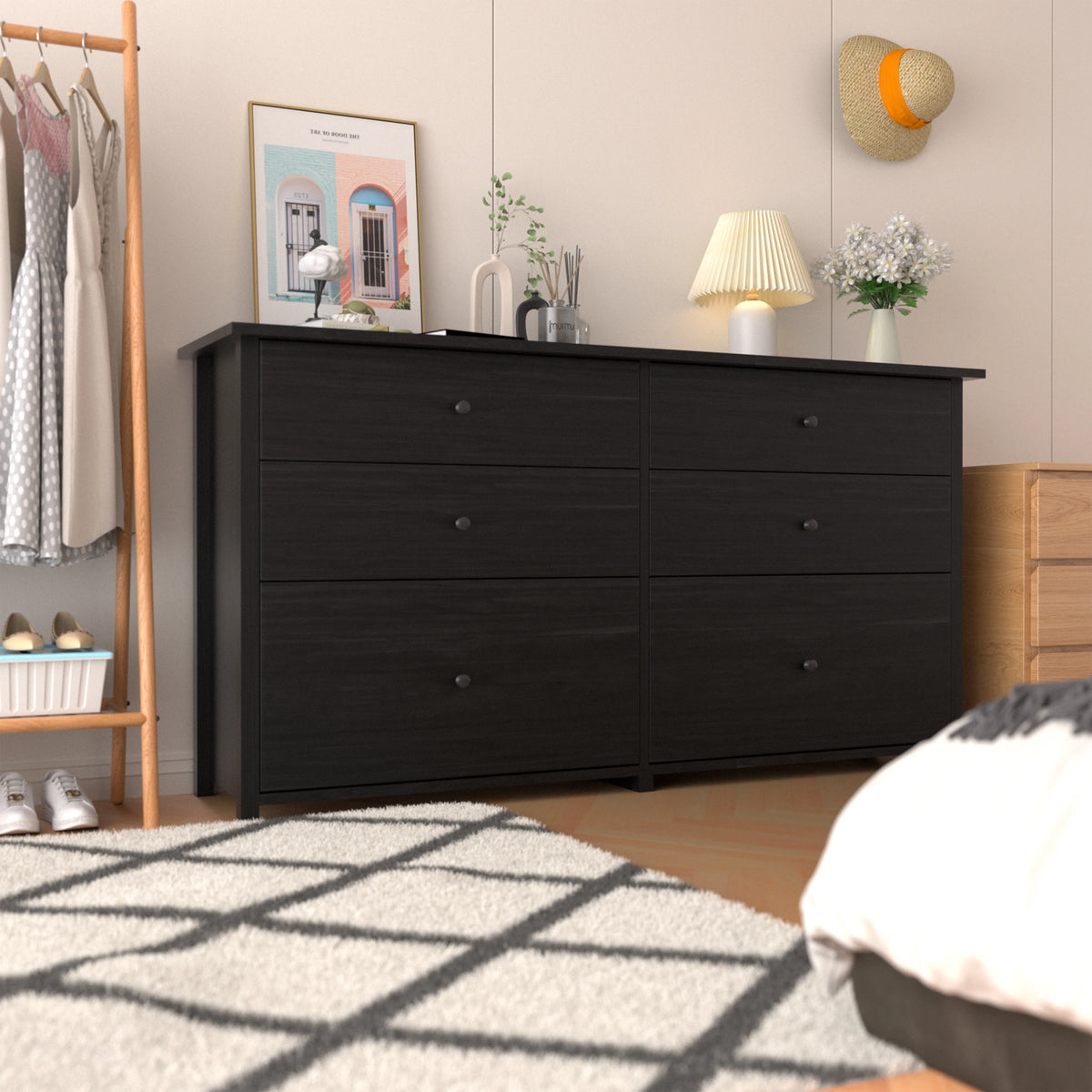 VEIKOUS Oversized 5-Drawer Dresser Chest, Large Storage Dresser for Bedroom Storage, Oak