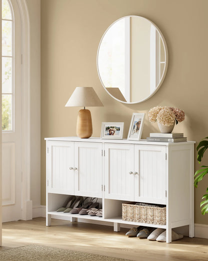 Shoe Cabinet, 3-Tier Shoe Storage Organizer, shoe shelf, Modern Country Cabinet,Freestanding Cabinet with Height-Adjustable Shelf, 13.8 x 47.2 x 27.6 Inches, Entryway, CloudWhite