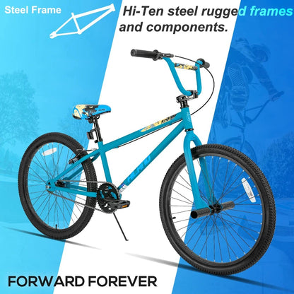 Hiland BMX BIKE 24 & 26 inch, Beginner-Level to Advanced Riders with 2 Pegs for Adults, Multiple Colors