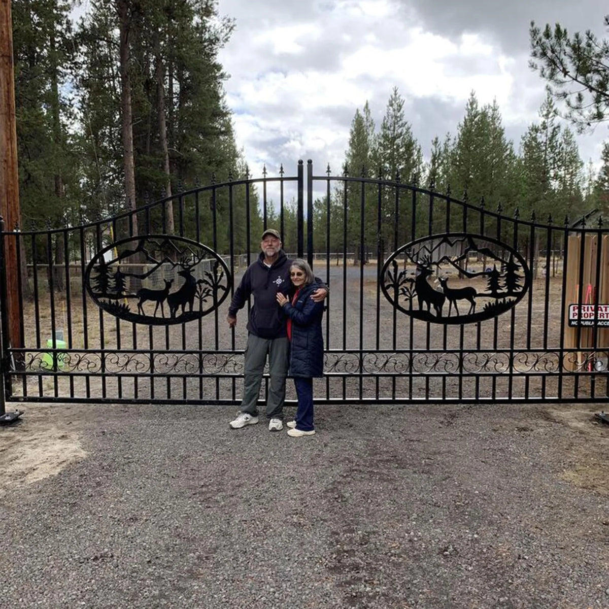 Outdoor Dual Swing Wrought Iron Gate for Driveway, Security Gate, Outdoor Fence Gate, Vienna Style for Yard, Backyard Patio�� 20'Star��