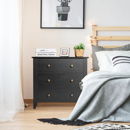 Gymax 3 Drawer Dresser Chest of Drawers Bedside Table for Living Room Bedroom Espresso