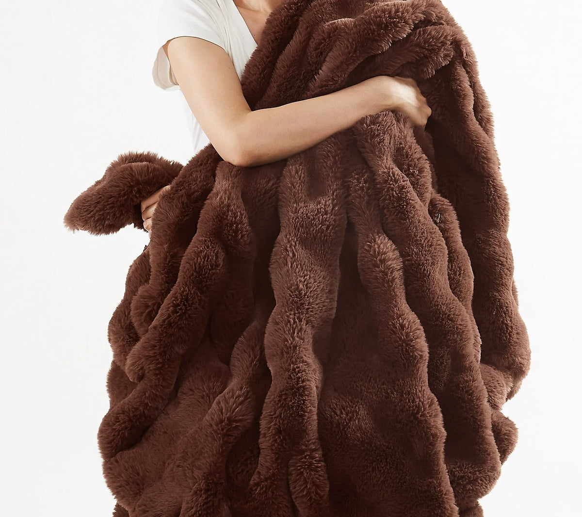Brooklyn Loom Bubble Faux Fur 100% Microfiber Polyester  Twin XL Blanket in Green, All Season, Adult Size, OEKO-TEX Certified