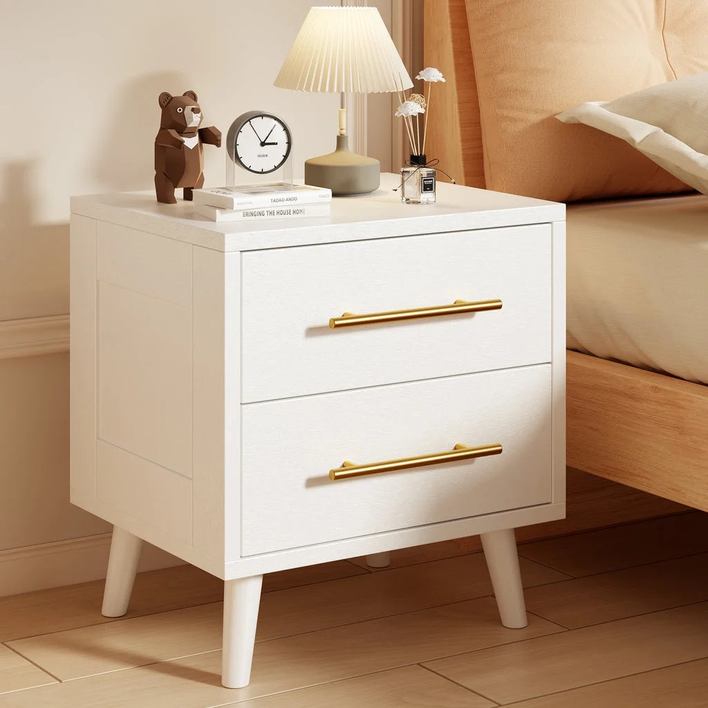 Aiho 4 Pieces Bedroom Furniture Set, Includes Queen Bed Frame, Nightstands Set of 2, Double Wide 6-Drawer Dresser - White